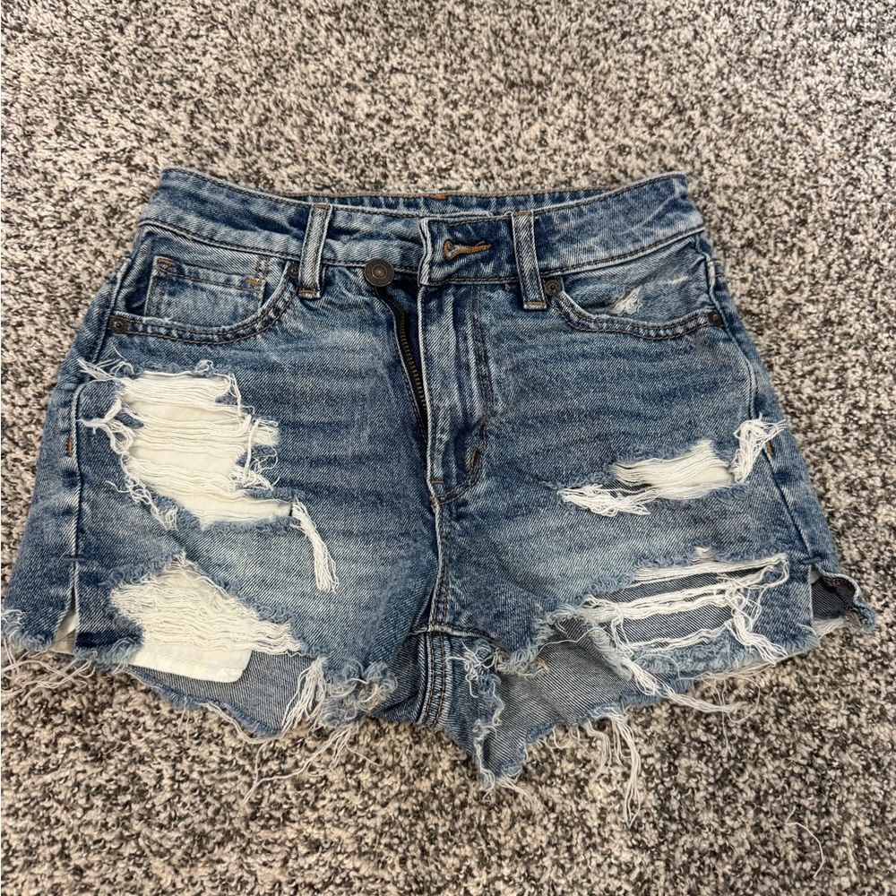American Eagle Outfitters Blue Distressed Jean Shorts